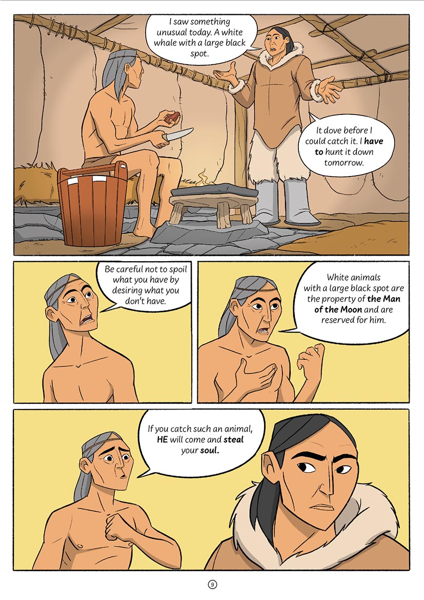 Manguaraq and the Man of the Moon (English version). Greenlandic Mythology. Comic Book PDF