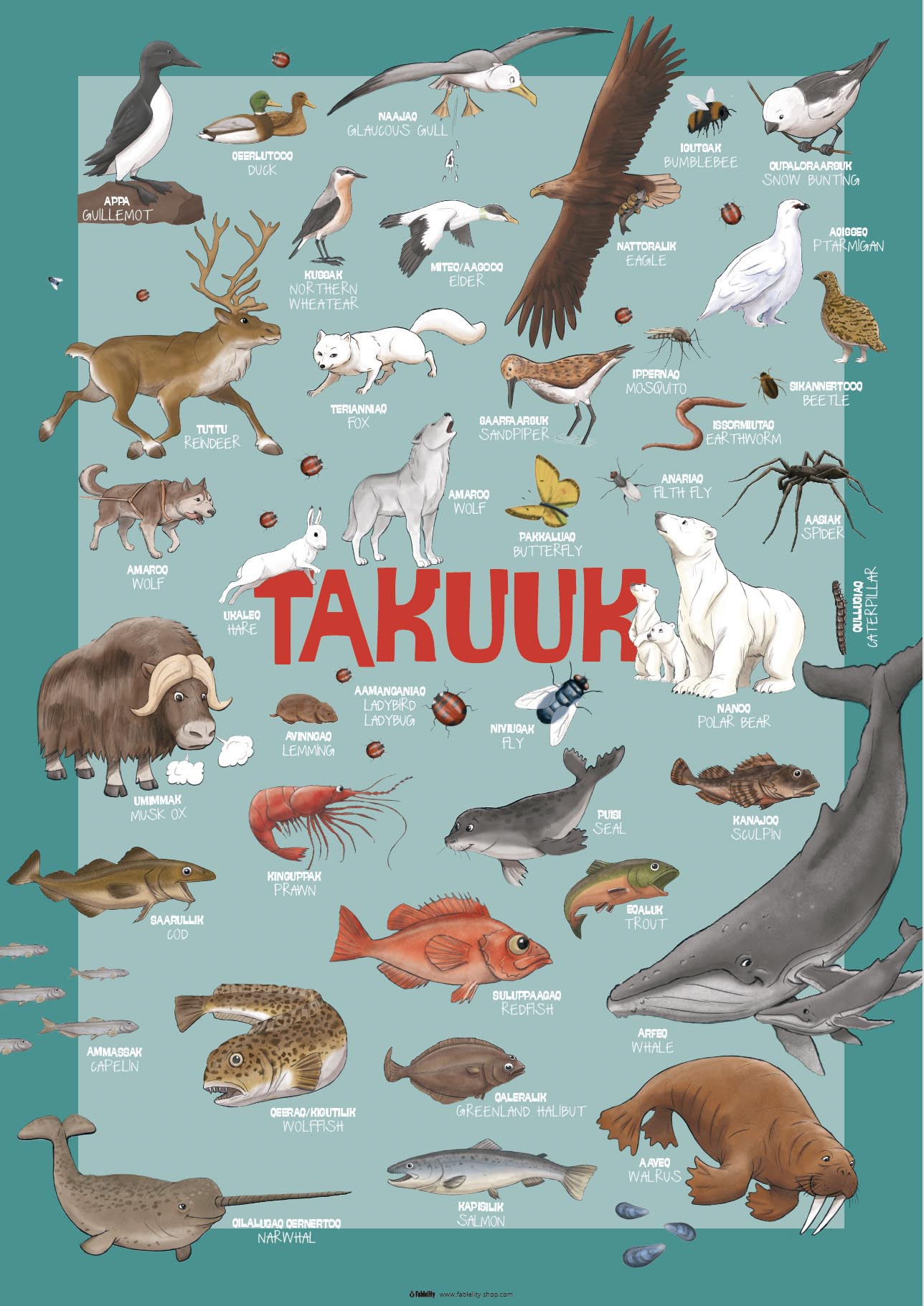 Takuuk - Look poster. Greenlandic - English language. Instant PDF & JPEG download.